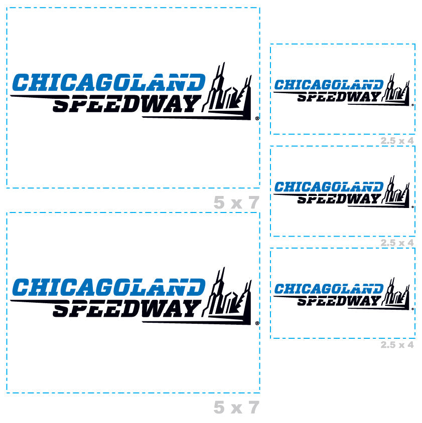 Chicagoland Speedway - 5 Logo Minis (Mixed Sizes) - Official NASCAR - Reusable Vinyl Decals