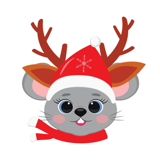 Sheet of 9 - Holiday: Cute Mouse Minis Cardstock Cutout - Big Head
