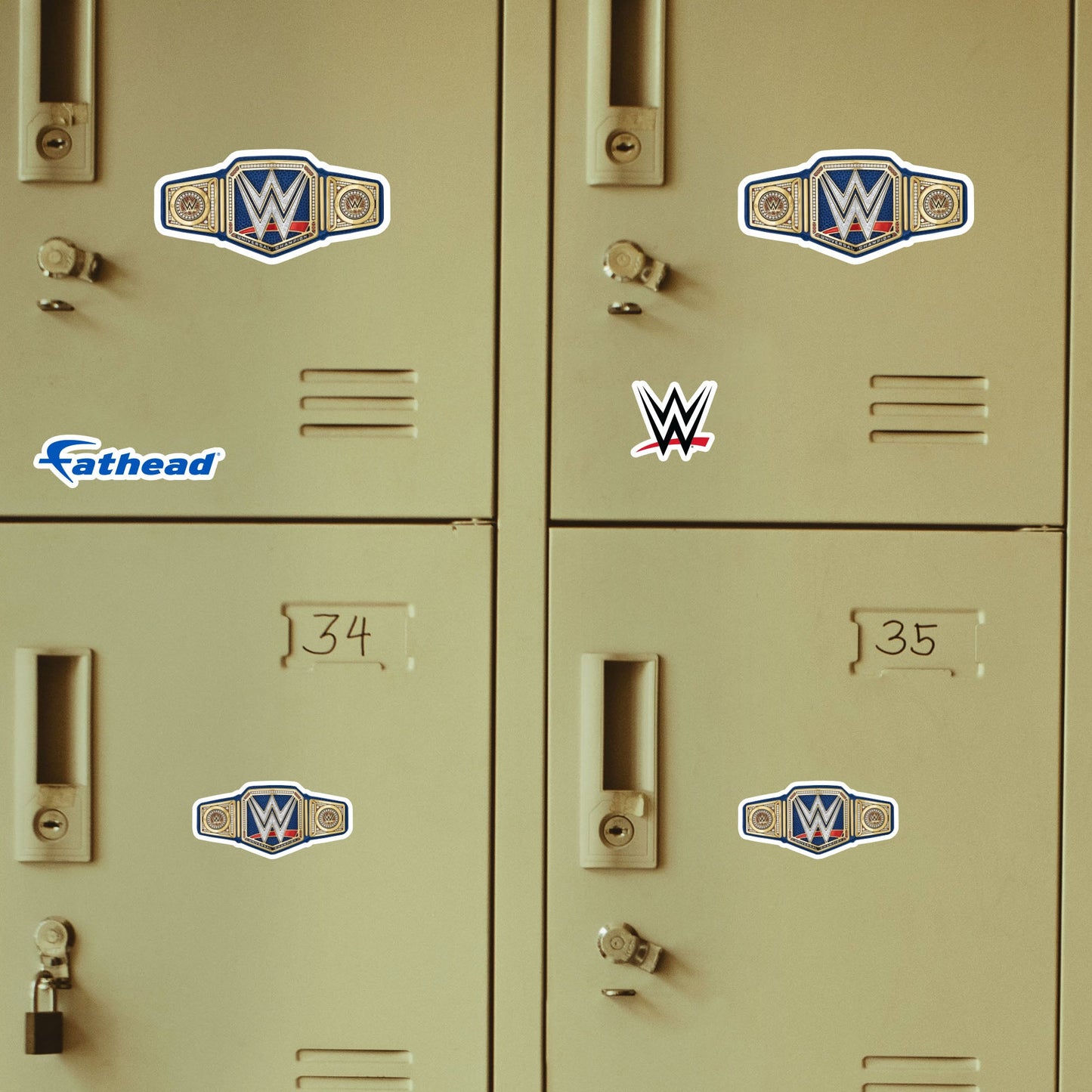 Blue Universal Title - 5 Minis (Mixed Sizes) - Official WWE - Reusable Vinyl Decals