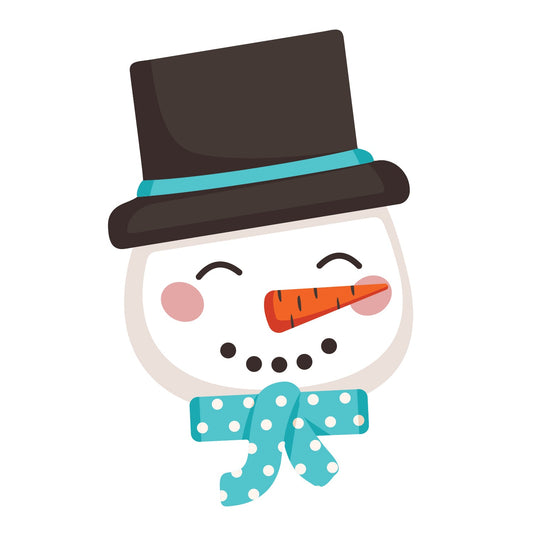 Sheet of 9 - Holiday: Snowman with Blue Scarf Minis Cardstock Cutout - Big Head
