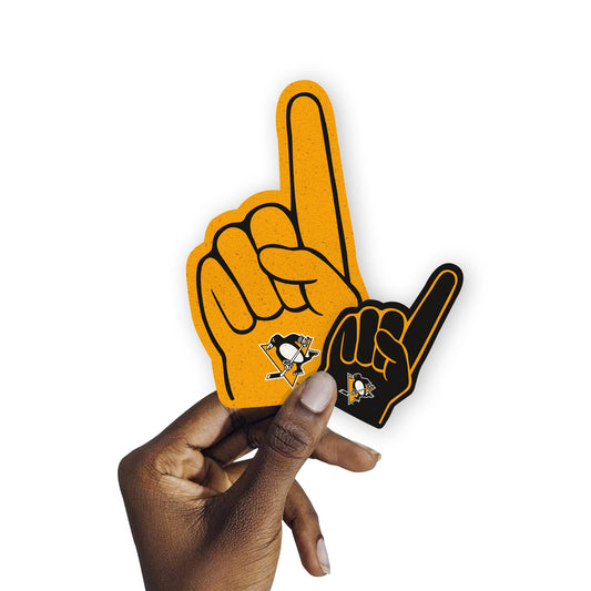 Pittsburgh Penguins - 5 Foam Finger Minis (Mixed Sizes) - Official NHL - Reusable Vinyl Decals