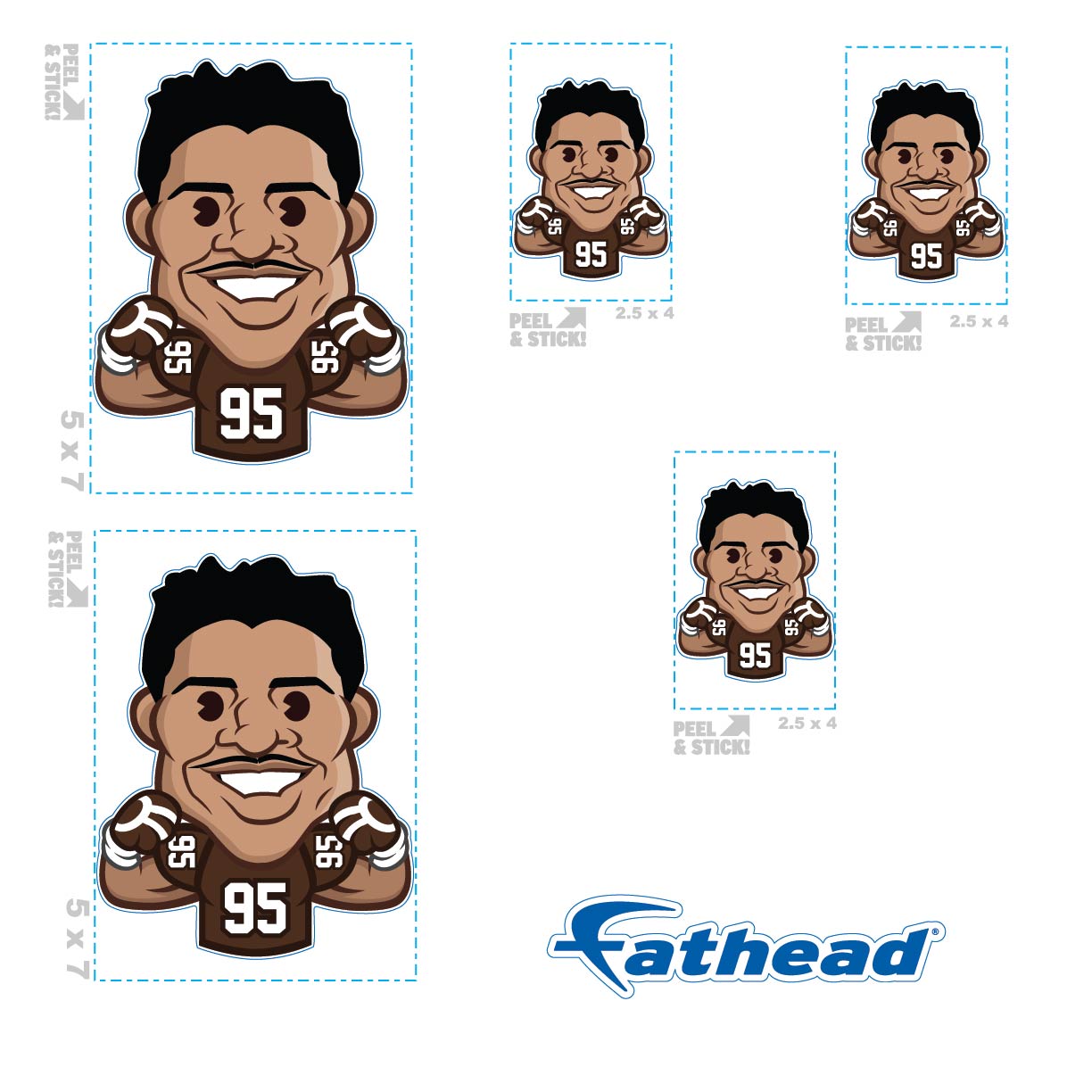 Myles Garrett - 5 Emoji Minis (Mixed Sizes) - Official NFLPA - Cleveland Browns - Reusable Vinyl Decals