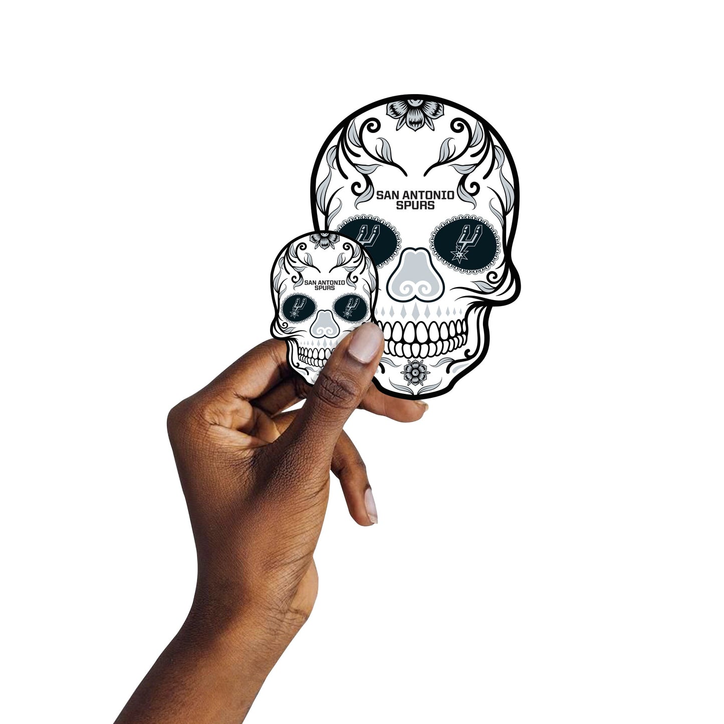 San Antonio Spurs - 5 Sugar Skull Logo Minis (Mixed Sizes) - Official NBA - Reusable Vinyl Decals