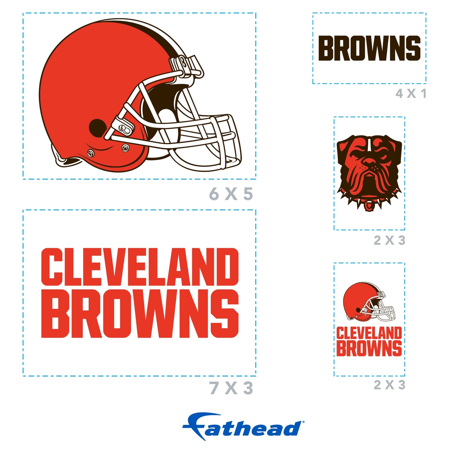Cleveland Browns - 5 Logo Minis (Mixed Sizes) - Official NFL - Reusable Vinyl Decals #2