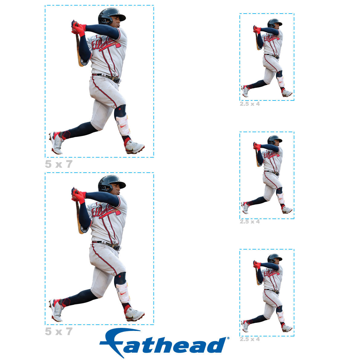 Ozzie Albies - 5 Player Minis (Mixed Sizes) - Official MLB - Atlanta Braves - Reusable Vinyl Decals