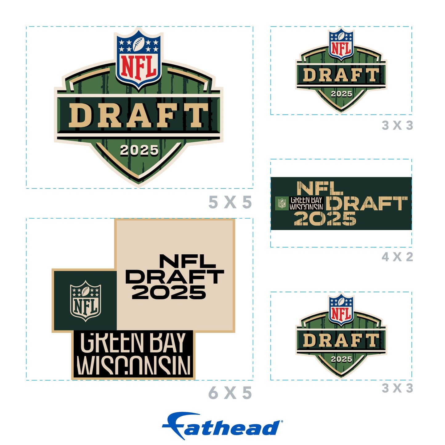 2025 Draft - 5 Logo Minis (Mixed Sizes) - Official NFL - Reusable Vinyl Decals