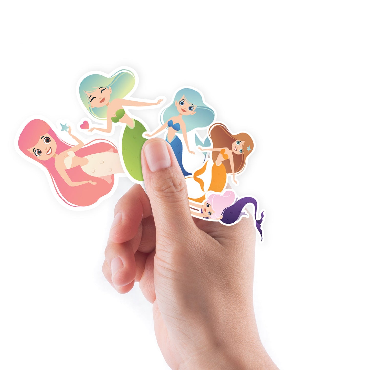 Sheet of 5 -Mythical Creatures: Mermaids Colorful Minis - Removable Adhesive Decal