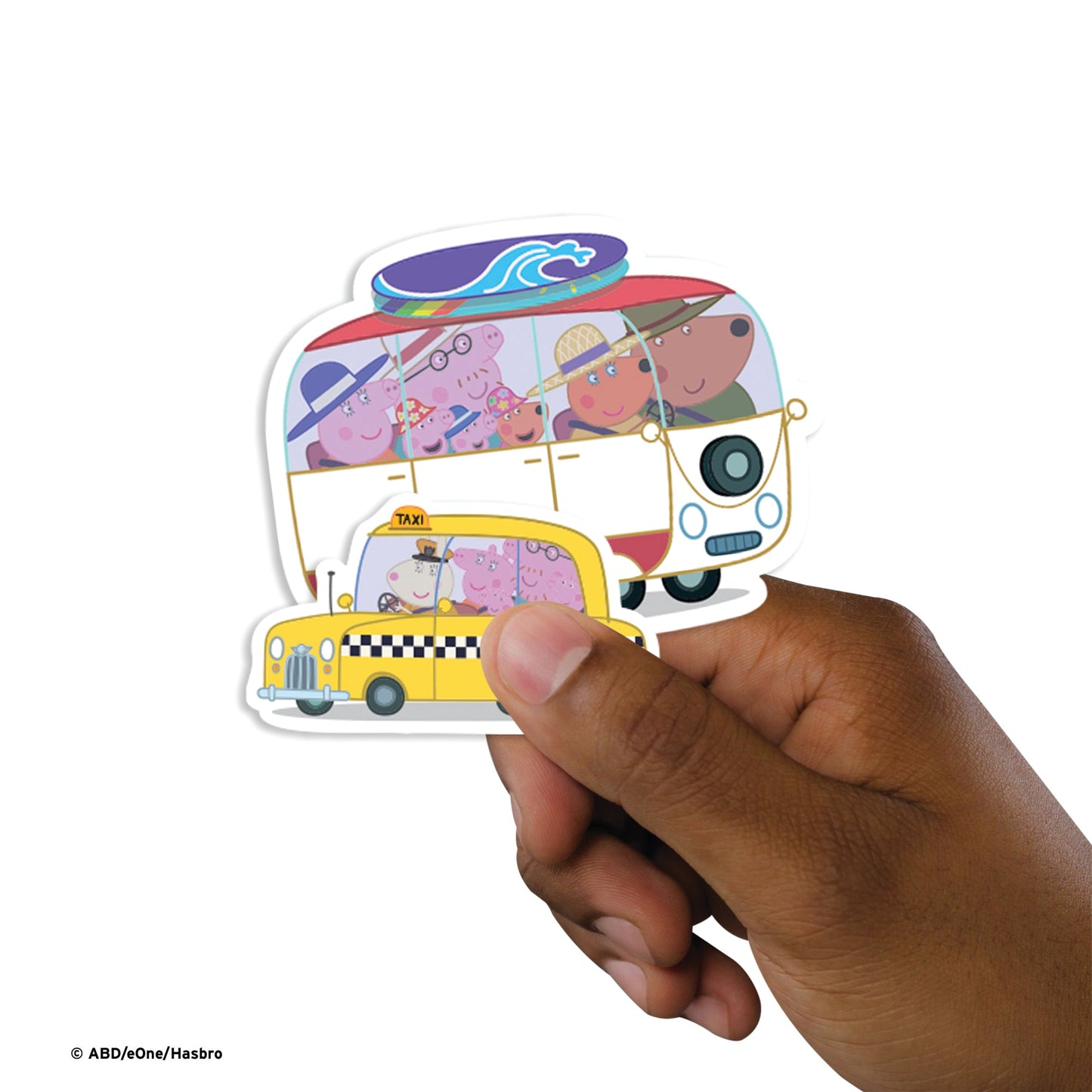 Peppa Pig - 5 Transport Minis (Mixed Sizes) - Official Hasbro - Reusable Vinyl Decals