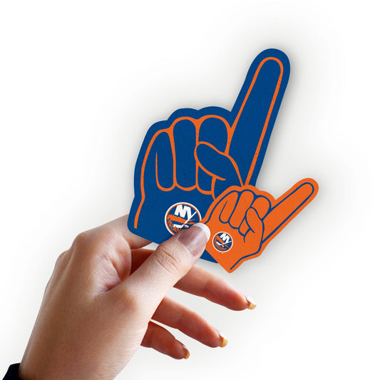 New York Islanders - 4 Foam Finger Minis (Mixed Sizes) - Official NHL - Reusable Vinyl Decals