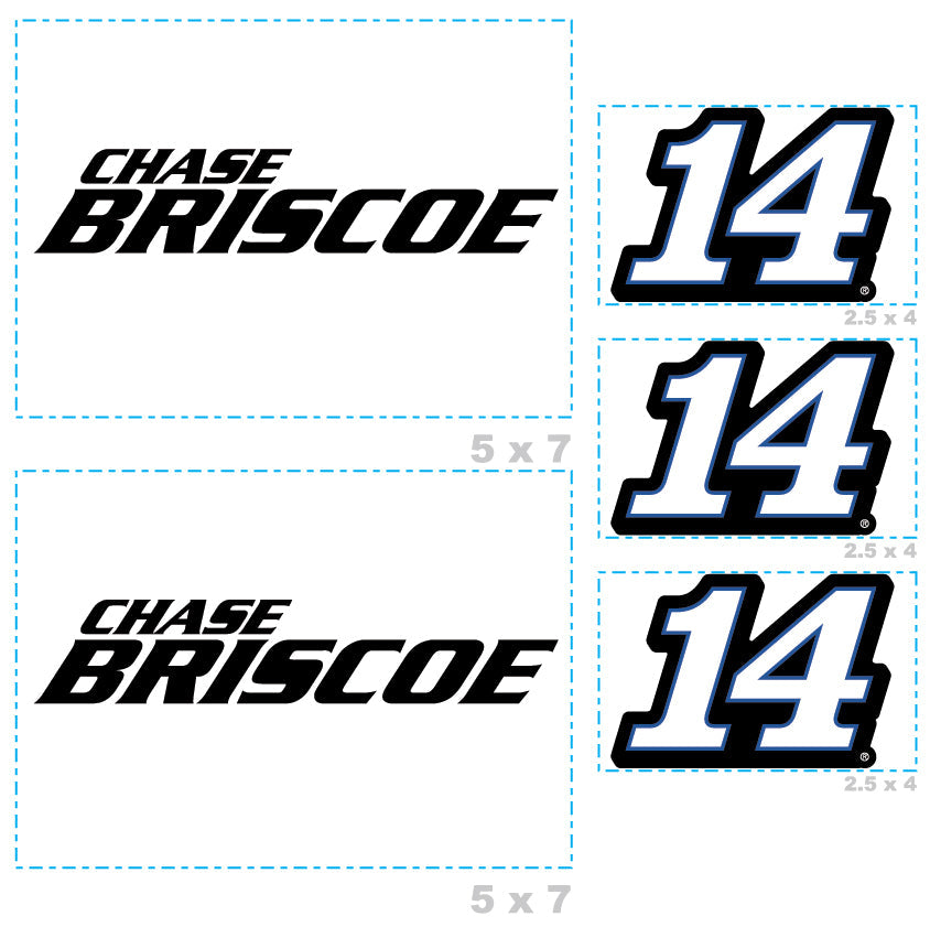 Chase Briscoe - 5 Logo Minis (Mixed Sizes) - Official NASCAR - Reusable Vinyl Decals