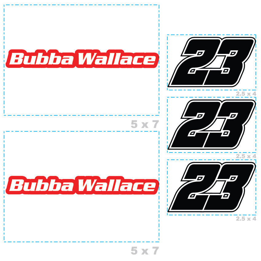 Bubba Wallace - 5 Logo Minis (Mixed Sizes) - Official NASCAR - Reusable Vinyl Decals