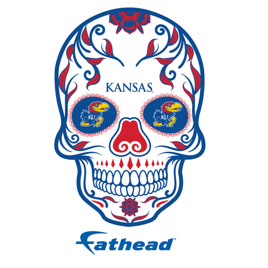 Kansas Jayhawks - 5 Sugar Skull Logo Minis (Mixed Sizes) - Official NCAA - Reusable Vinyl Decals