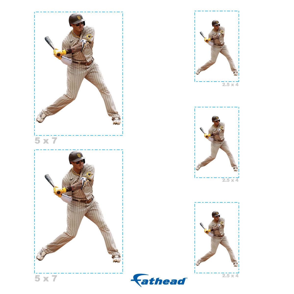 Manny Machado - 5 Player Minis (Mixed Sizes) - Official MLB - San Diego Padres - Reusable Vinyl Decals