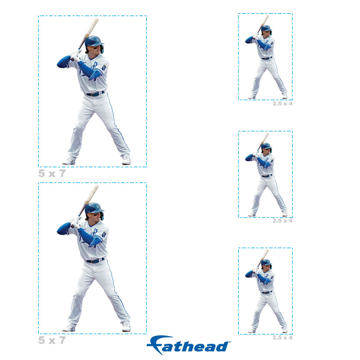 Bobby Witt Jr. - 5 Player Minis (Mixed Sizes) - Official MLB - Kansas City Royals - Reusable Vinyl Decals