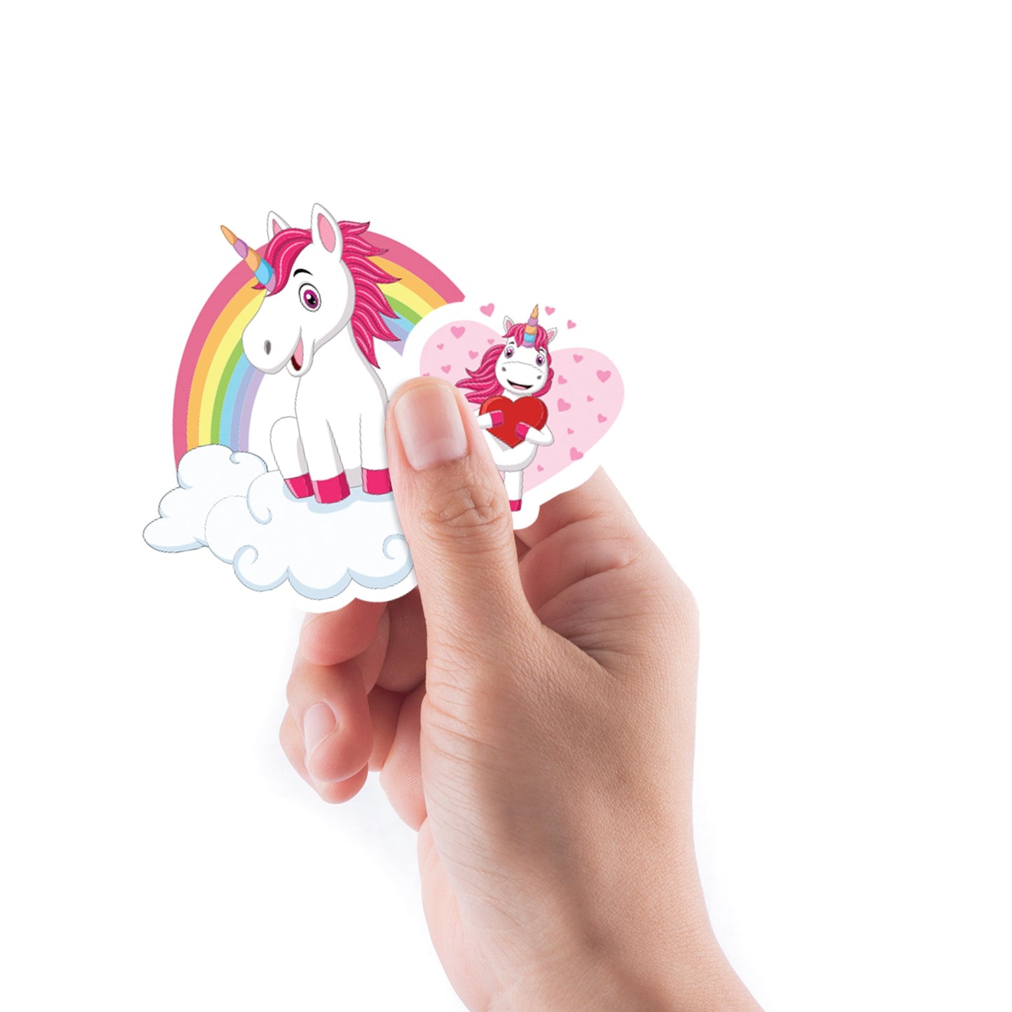 Sheet of 5 -Mythical Creatures: Unicorn Pink Minis - Removable Adhesive Decal