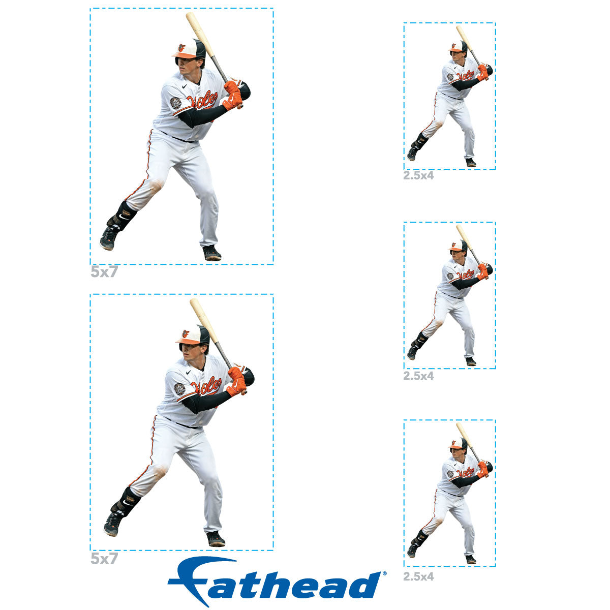Adley Rutschman - 5 Minis (Mixed Sizes) - Official MLB - Baltimore Orioles - Reusable Vinyl Decals