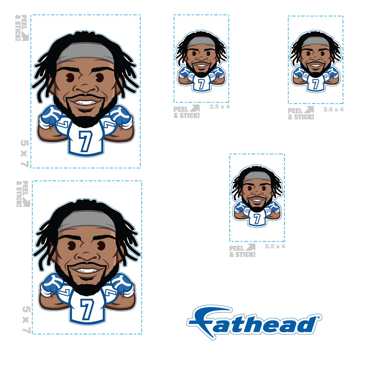 Trevon Diggs - 5 Emoji Minis (Mixed Sizes) - Official NFLPA - Dallas Cowboys - Reusable Vinyl Decals