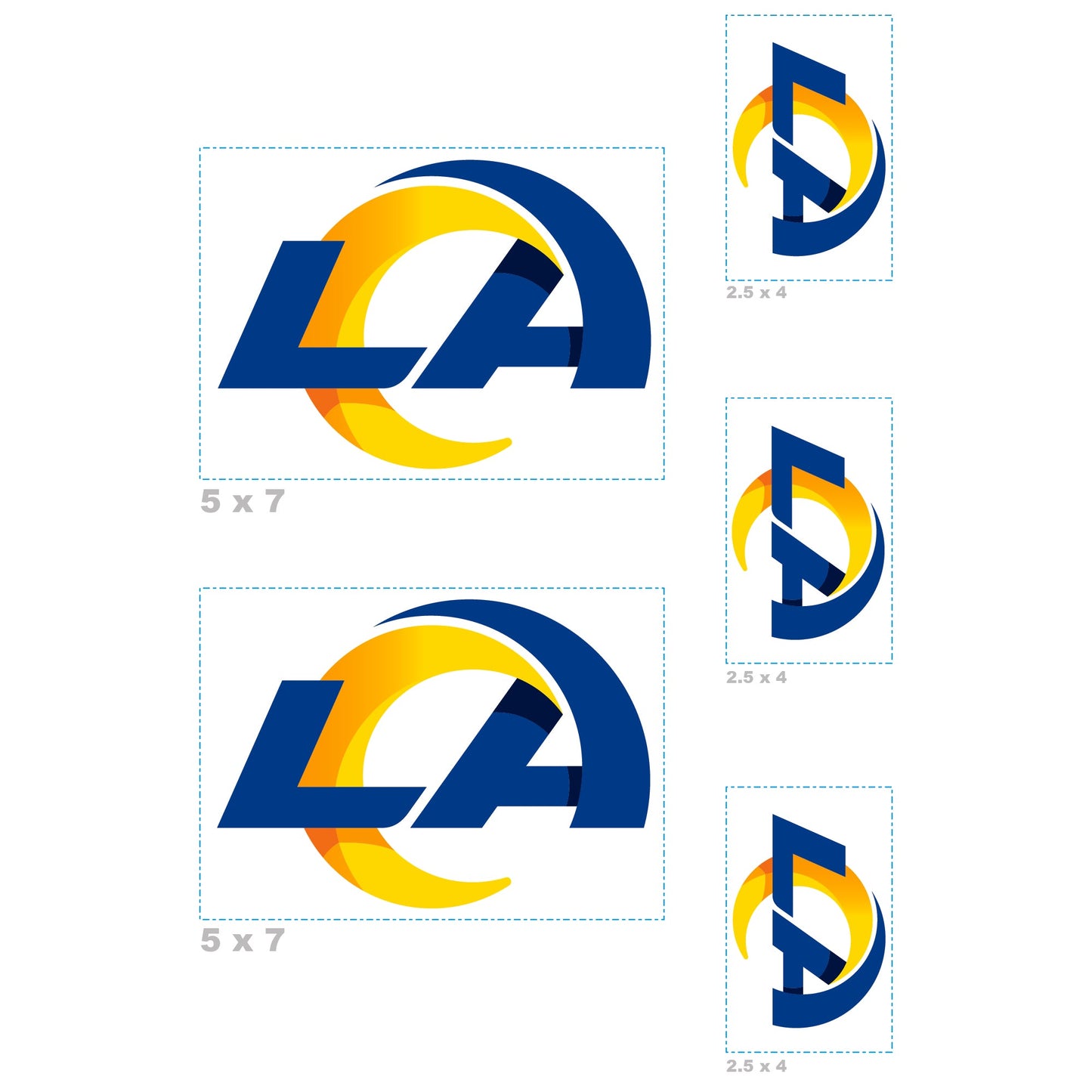 Los Angeles Rams - 5 Logo Minis (Mixed Sizes) - Official NFL - Reusable Vinyl Decals