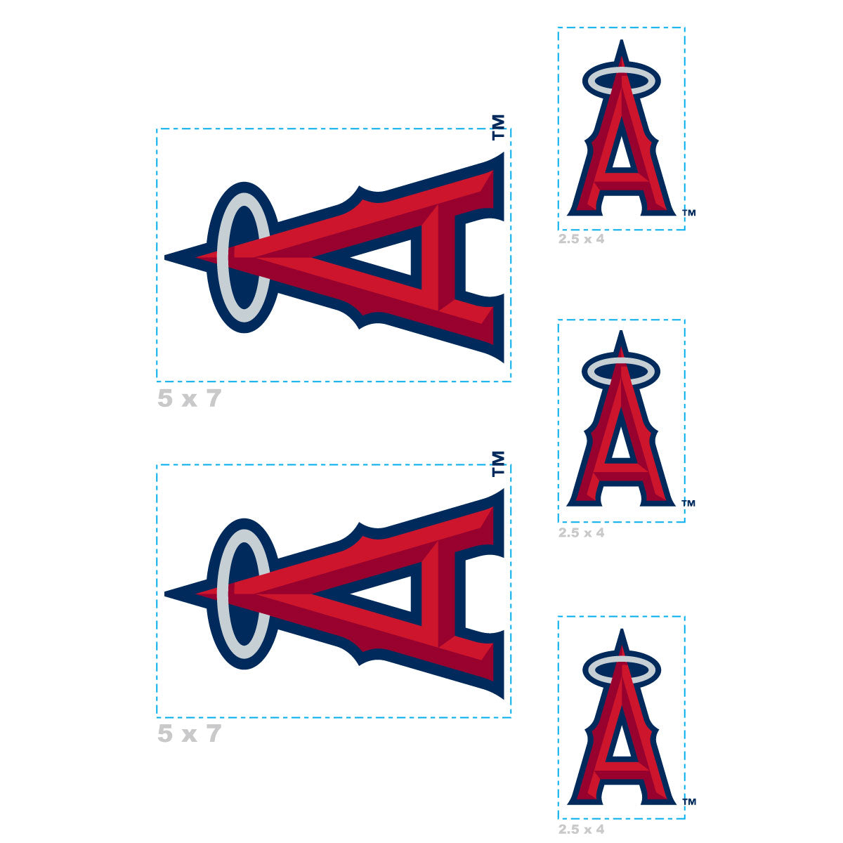 Los Angeles Angels - 5 Logo Minis (Mixed Sizes) - Official MLB - Reusable Vinyl Decals
