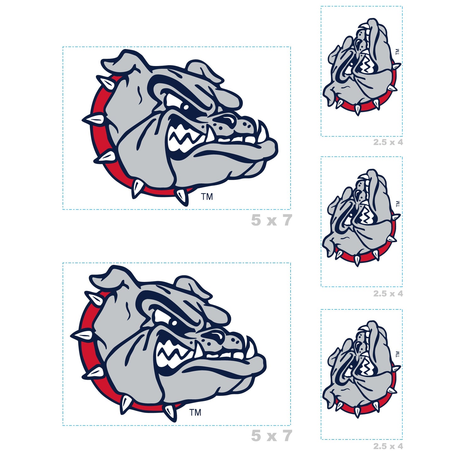 Gonzaga Bulldogs - 5 Logo Minis (Mixed Sizes) - Official NCAA - Reusable Vinyl Decals
