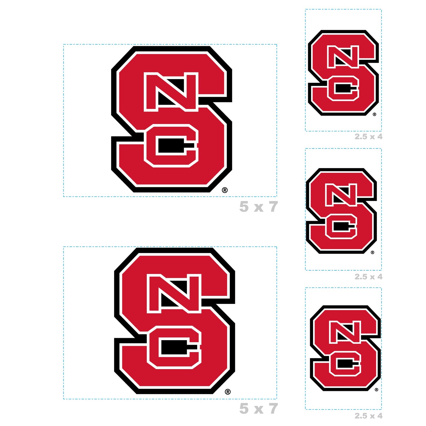 North Carolina State Wolfpack - 5 Logo Minis (Mixed Sizes) - Official NCAA - Reusable Vinyl Decals