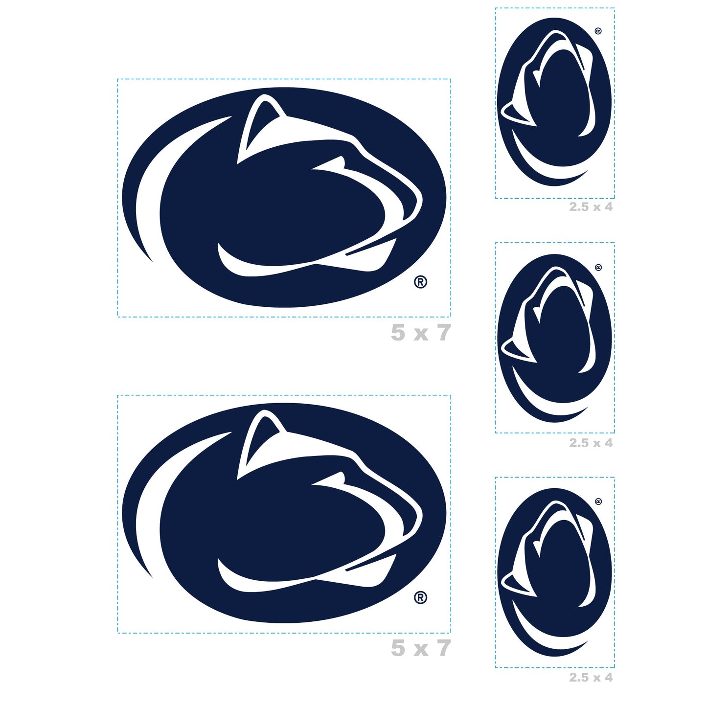 Penn State Nittany Lions - 5 Logo Minis (Mixed Sizes) - Official NCAA - Reusable Vinyl Decals