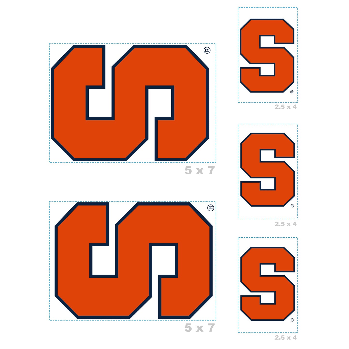 Syracuse Orange - 5 Logo Minis (Mixed Sizes) - Official NCAA - Reusable Vinyl Decals