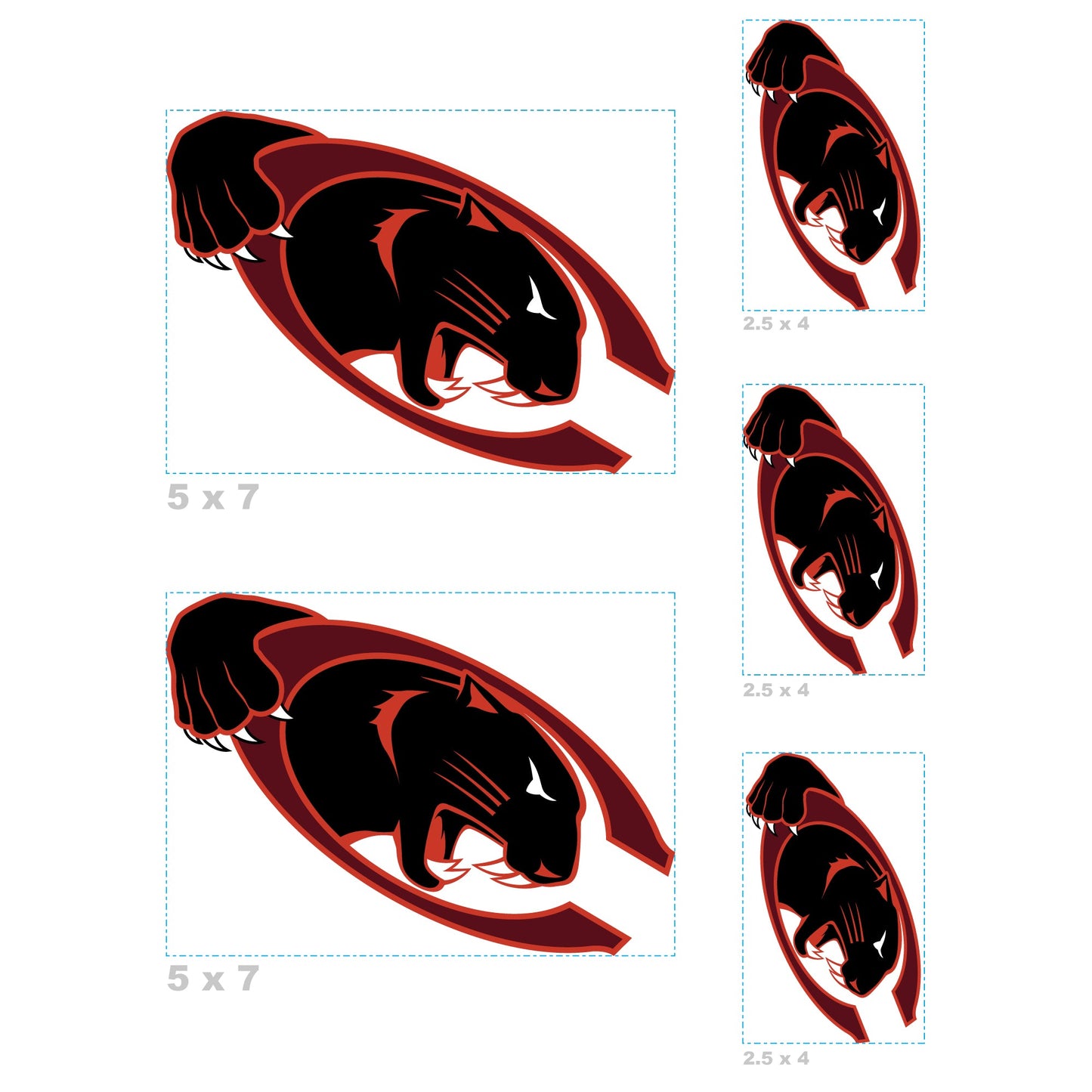 Claflin Panthers - 5 Logo Minis (Mixed Sizes) - Official NCAA - Reusable Vinyl Decals