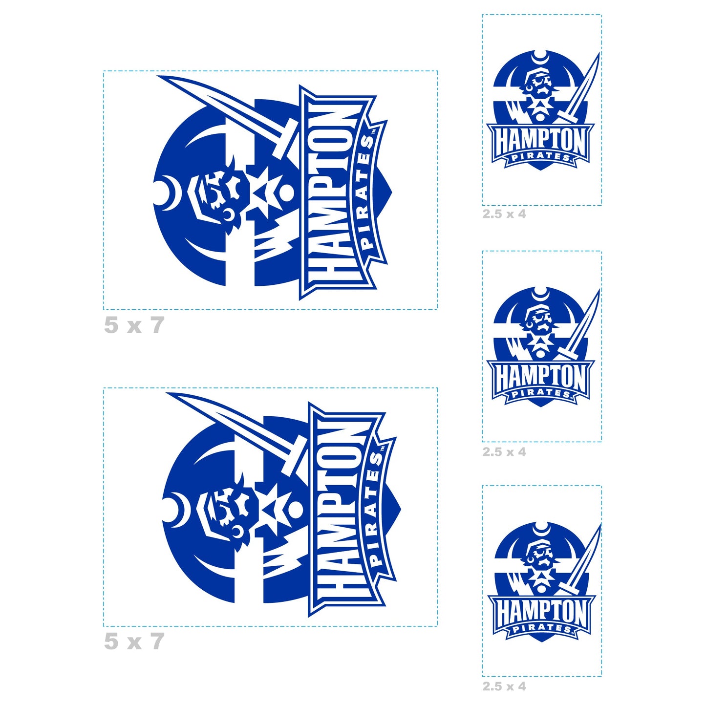 Hampton Pirates - 5 Logo Minis (Mixed Sizes) - Official NCAA - Reusable Vinyl Decals