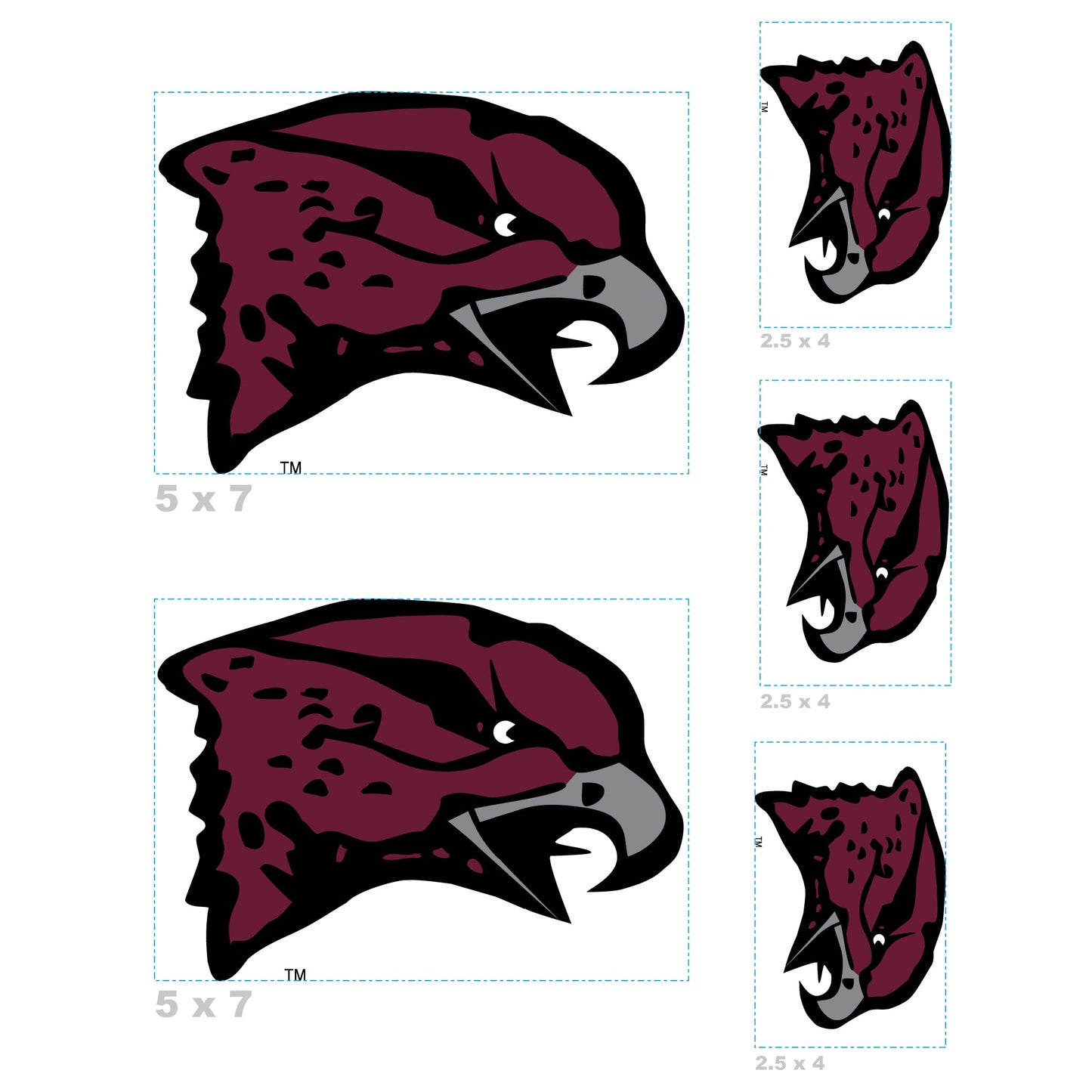 Maryland Eastern Shore Hawks - 5 Logo Minis (Mixed Sizes) - Official NCAA - Reusable Vinyl Decals