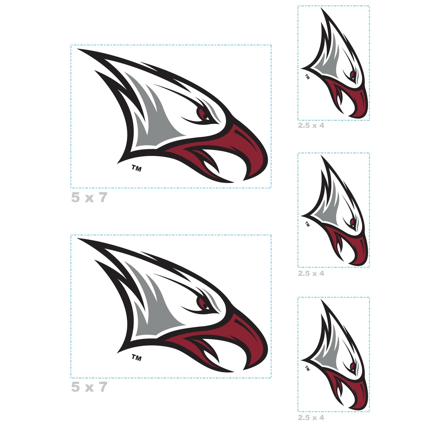 North Carolina Central Eagles - 5 Logo Minis (Mixed Sizes) - Official NCAA - Reusable Vinyl Decals