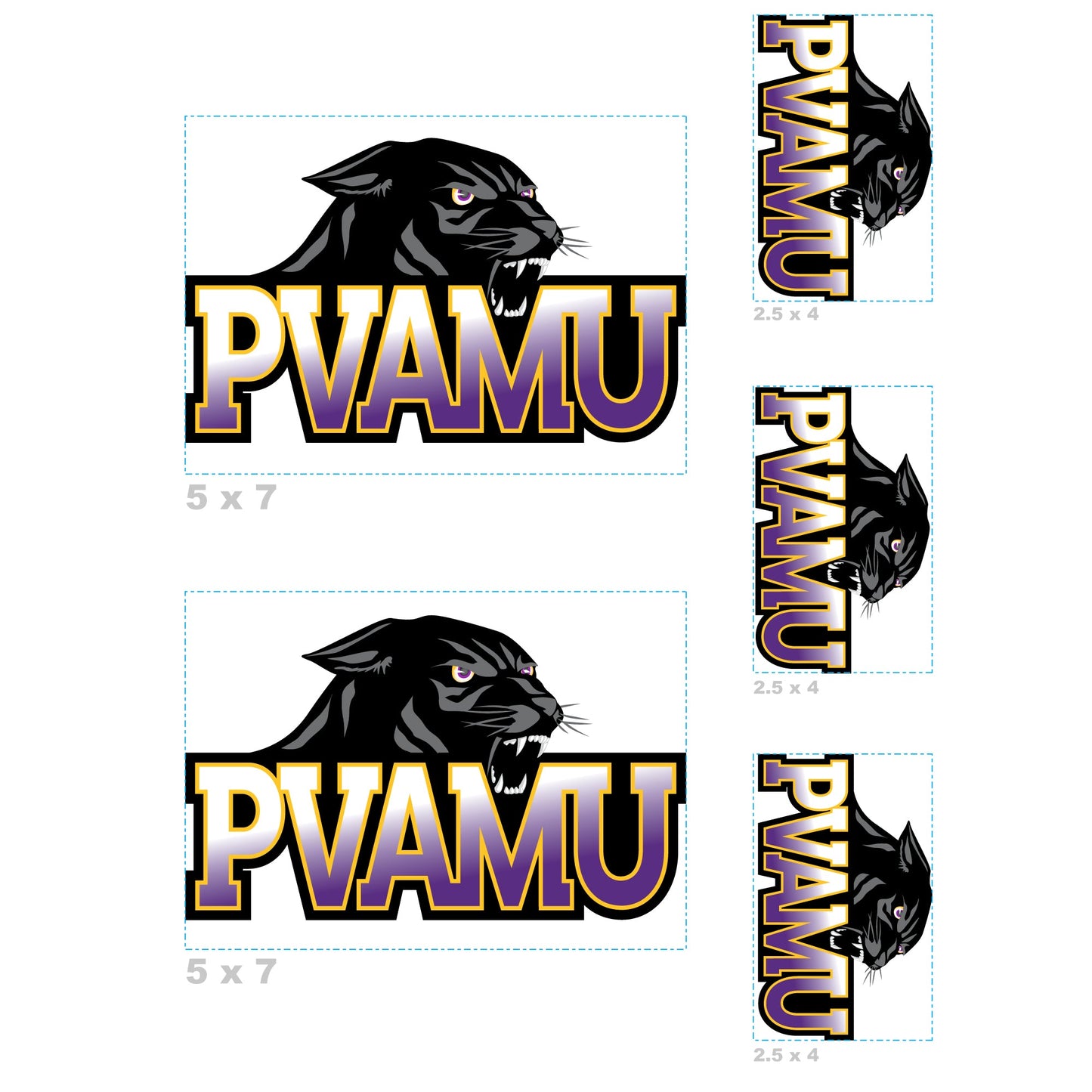 Prairie View A&M Panthers - 5 Logo Minis (Mixed Sizes) - Official NCAA - Reusable Vinyl Decals