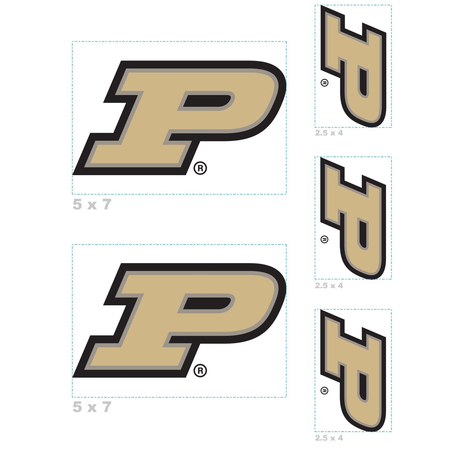 Purdue Boilermakers - 5 Logo Minis (Mixed Sizes) - Official NCAA - Reusable Vinyl Decals