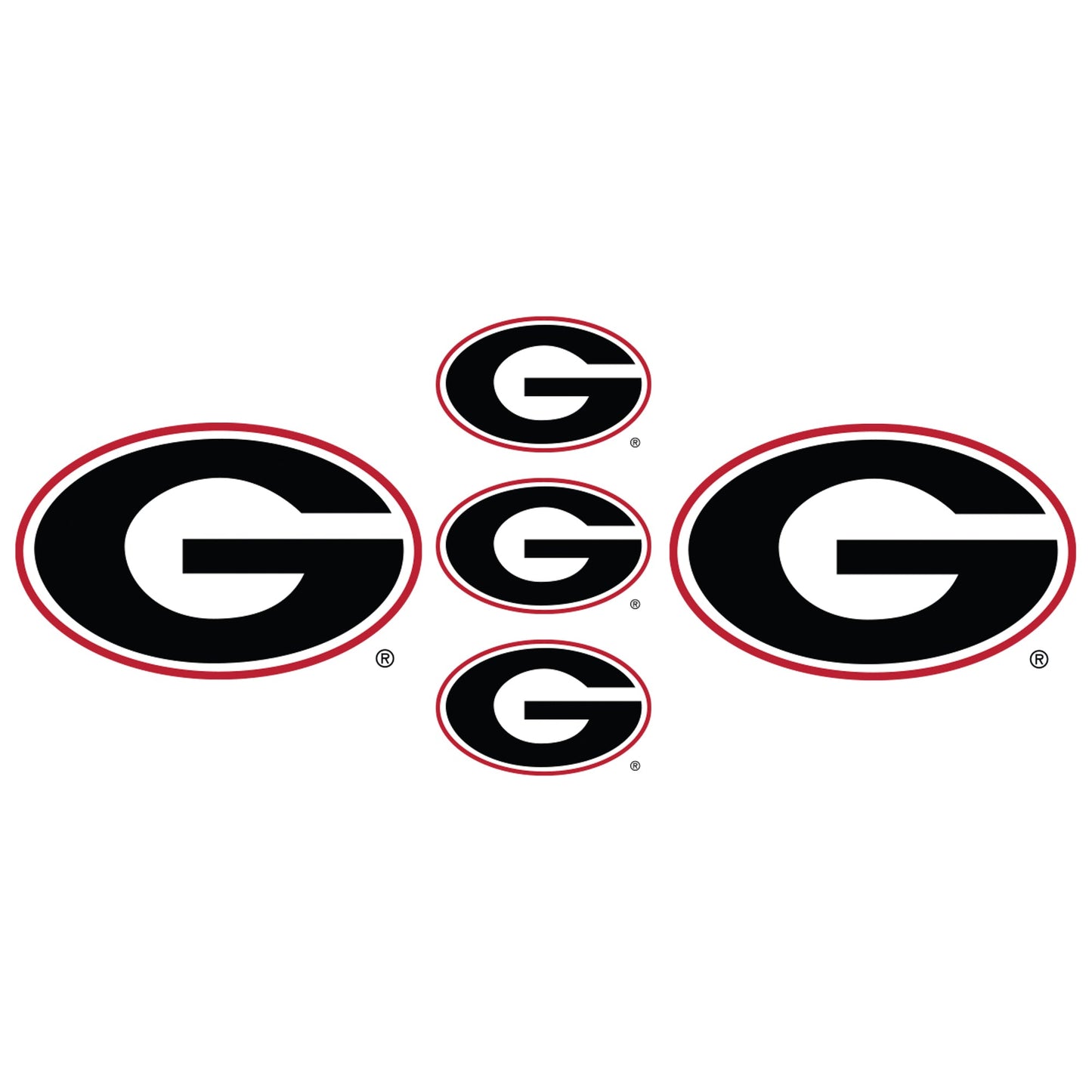 Georgia Bulldogs - 5 Logo Minis (Mixed Sizes) - Official NCAA - Reusable Vinyl Decals