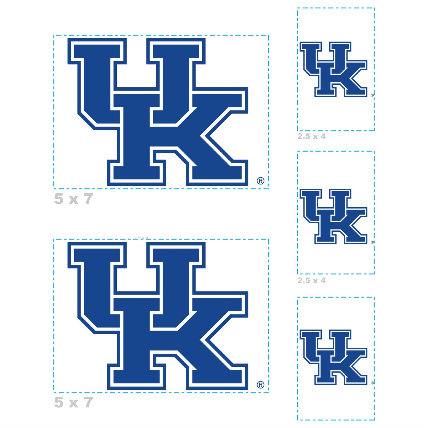U of Kentucky - 5 Logo Minis (Mixed Sizes) - Official NCAA - Kentucky Wildcats - Reusable Vinyl Decals