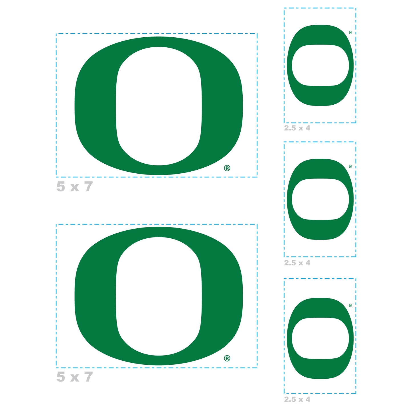 Oregon Ducks - 5 Logo Minis (Mixed Sizes) - Official NCAA - Reusable Vinyl Decals