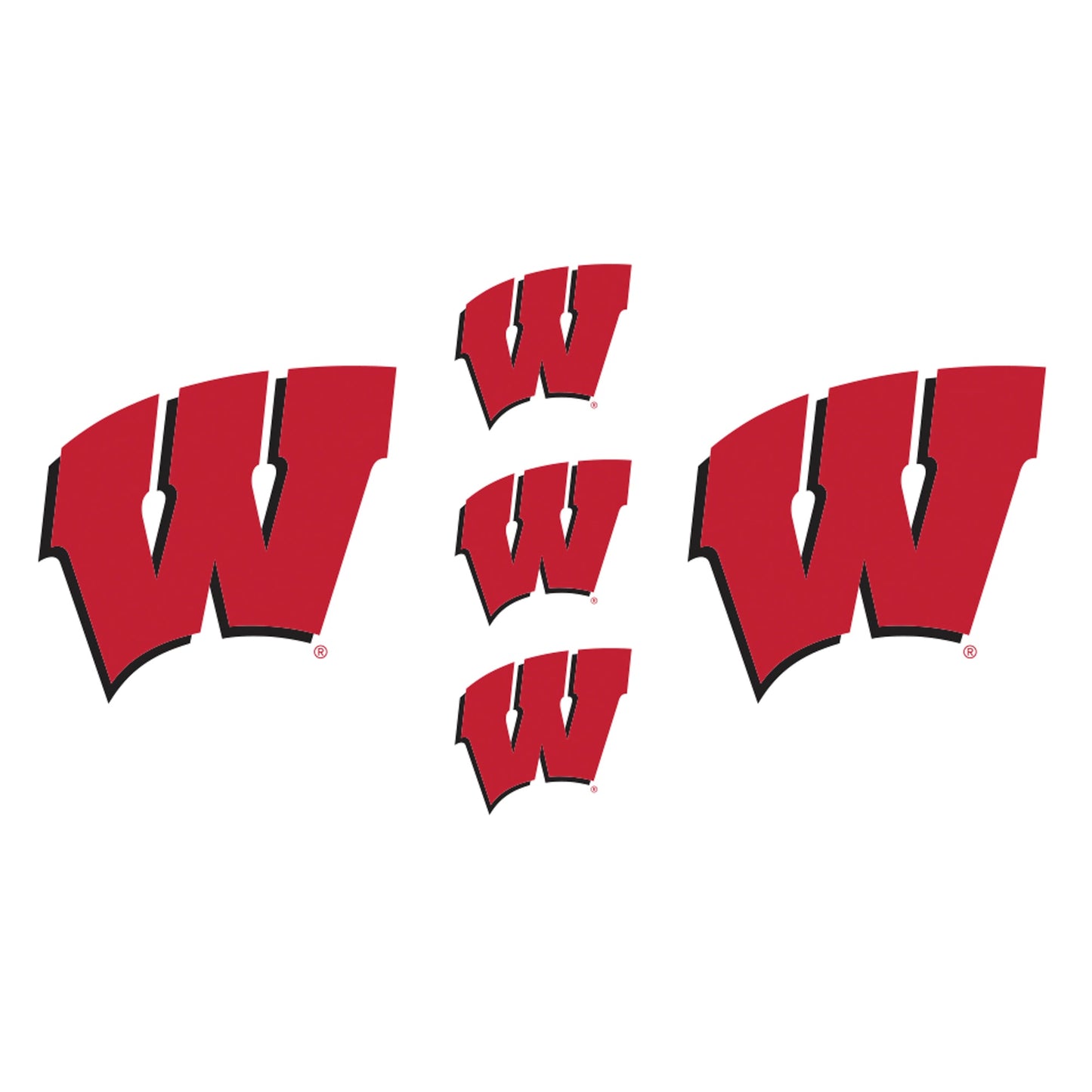 Wisconsin Badgers - 5 Logo Minis (Mixed Sizes) - Official NCAA - Reusable Vinyl Decals