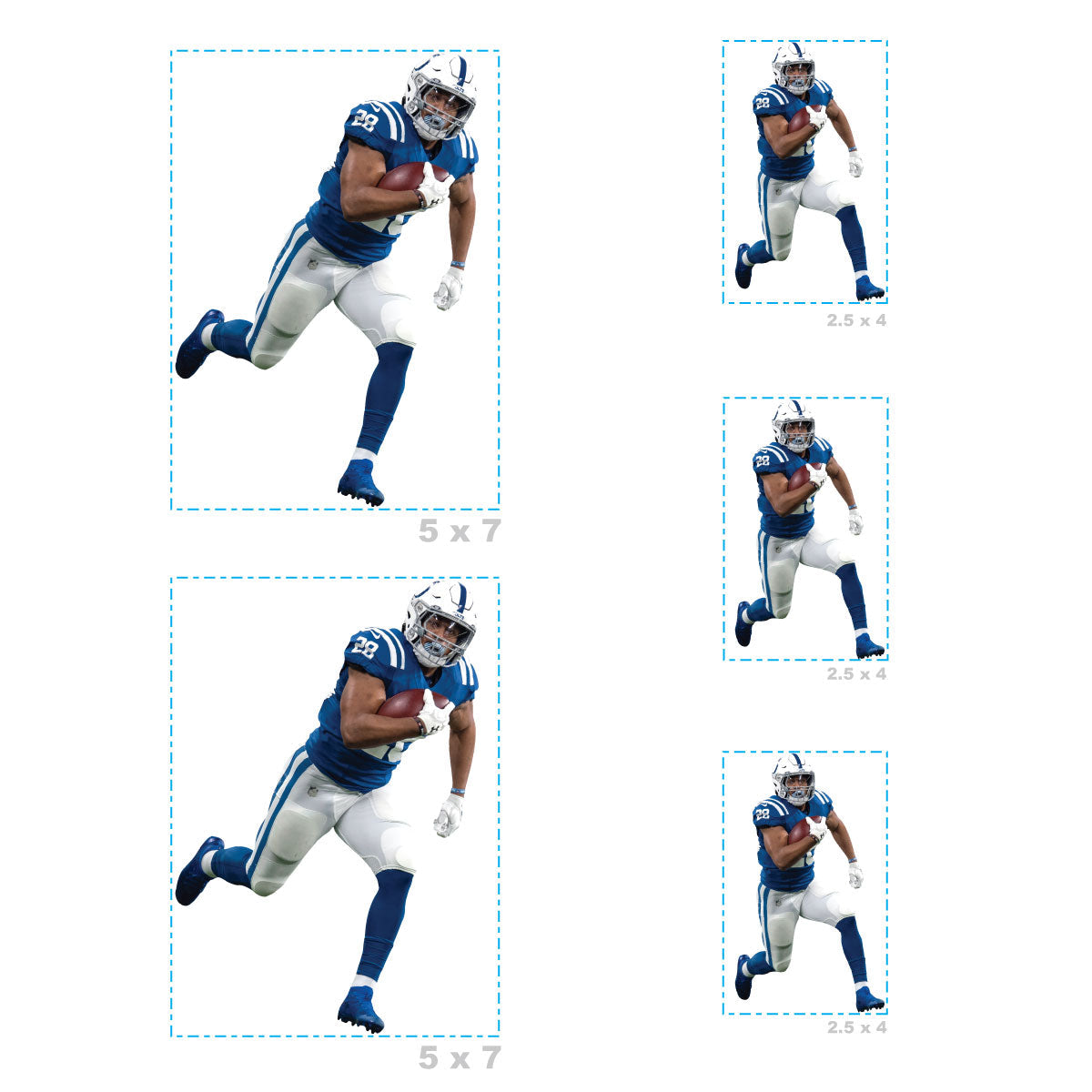 Jonathan Taylor - 5 Player Minis (Mixed Sizes) - Official NFL - Indianapolis Colts - Reusable Vinyl Decals