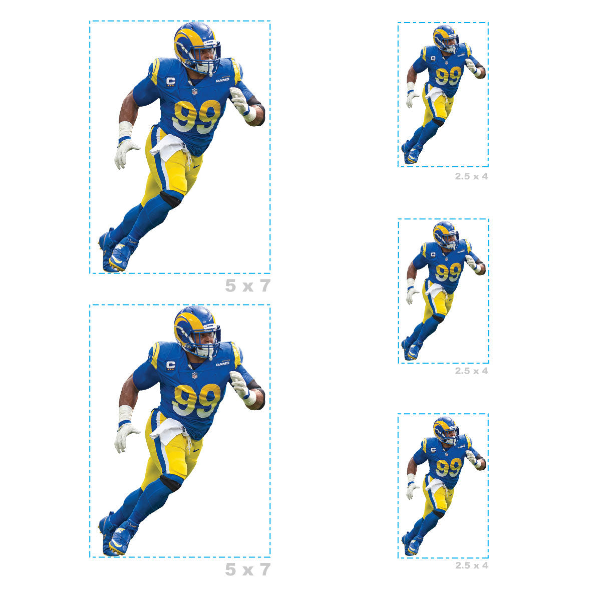 Aaron Donald - 5 Player Minis (Mixed Sizes) - Official NFL - Los Angeles Rams - Reusable Vinyl Decals