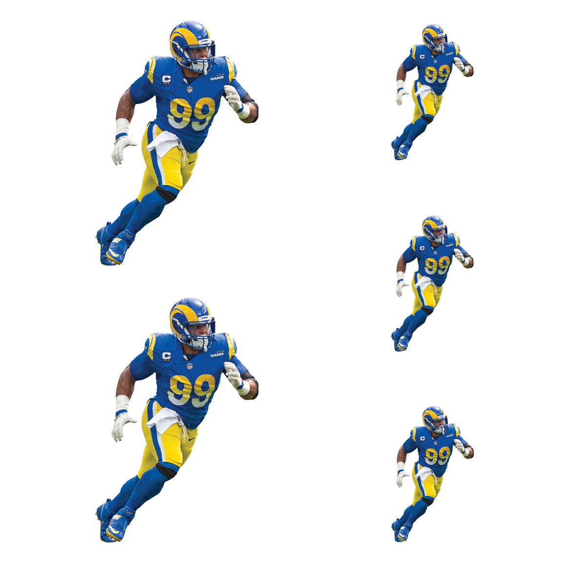Aaron Donald - 5 Player Minis (Mixed Sizes) - Official NFL - Los Angeles Rams - Reusable Vinyl Decals