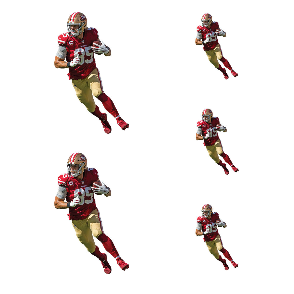 George Kittle - 5 Player Minis (Mixed Sizes) - Official NFL - San Francisco 49ers - Reusable Vinyl Decals