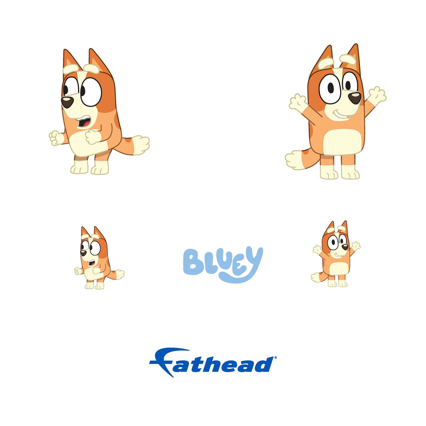 Bingo - 5 Character Minis (Mixed Sizes) - Official BBC - Bluey - Reusable Vinyl Decals
