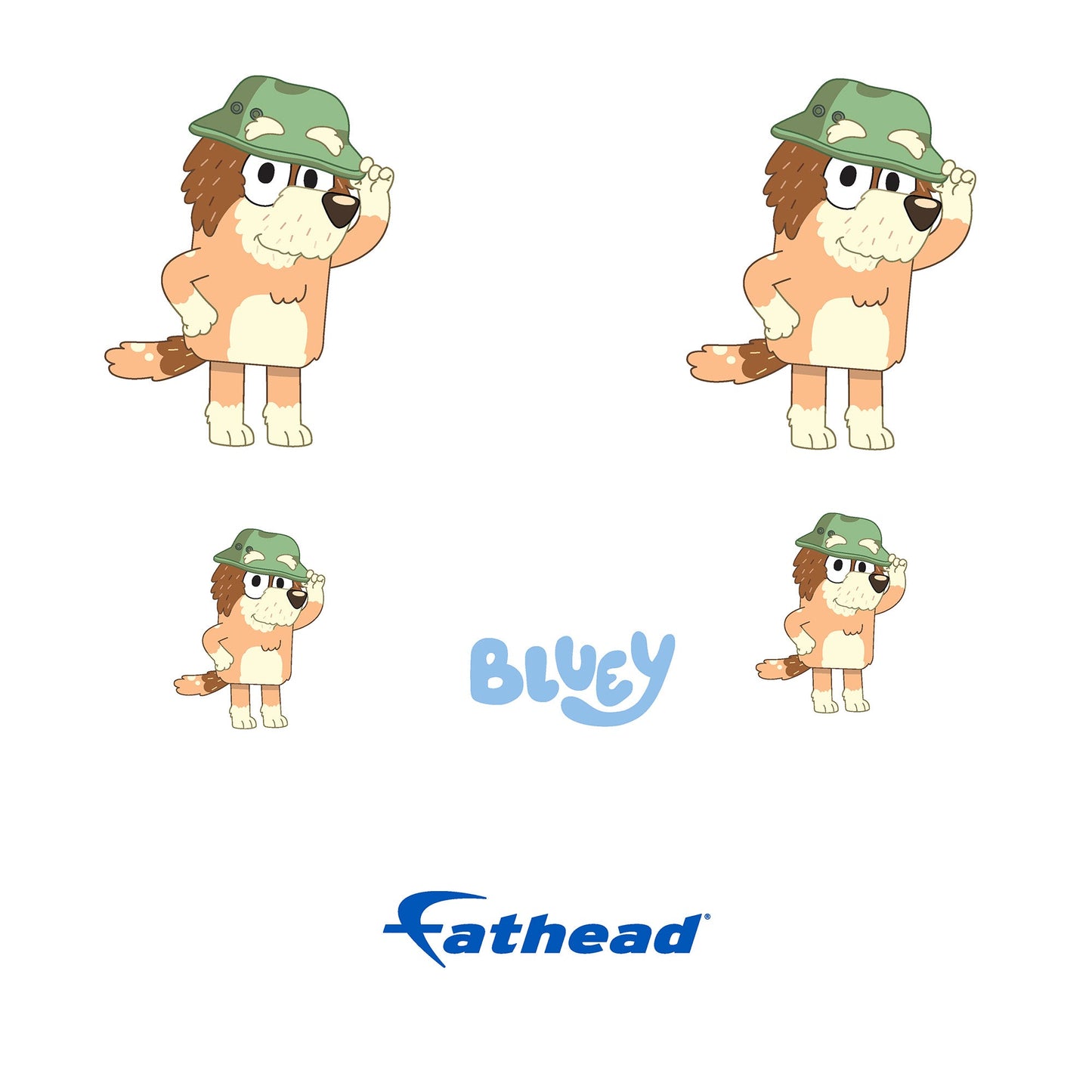 Bluey - 5 Character Minis (Mixed Sizes) - Official BBC - Grandad - Reusable Vinyl Decals