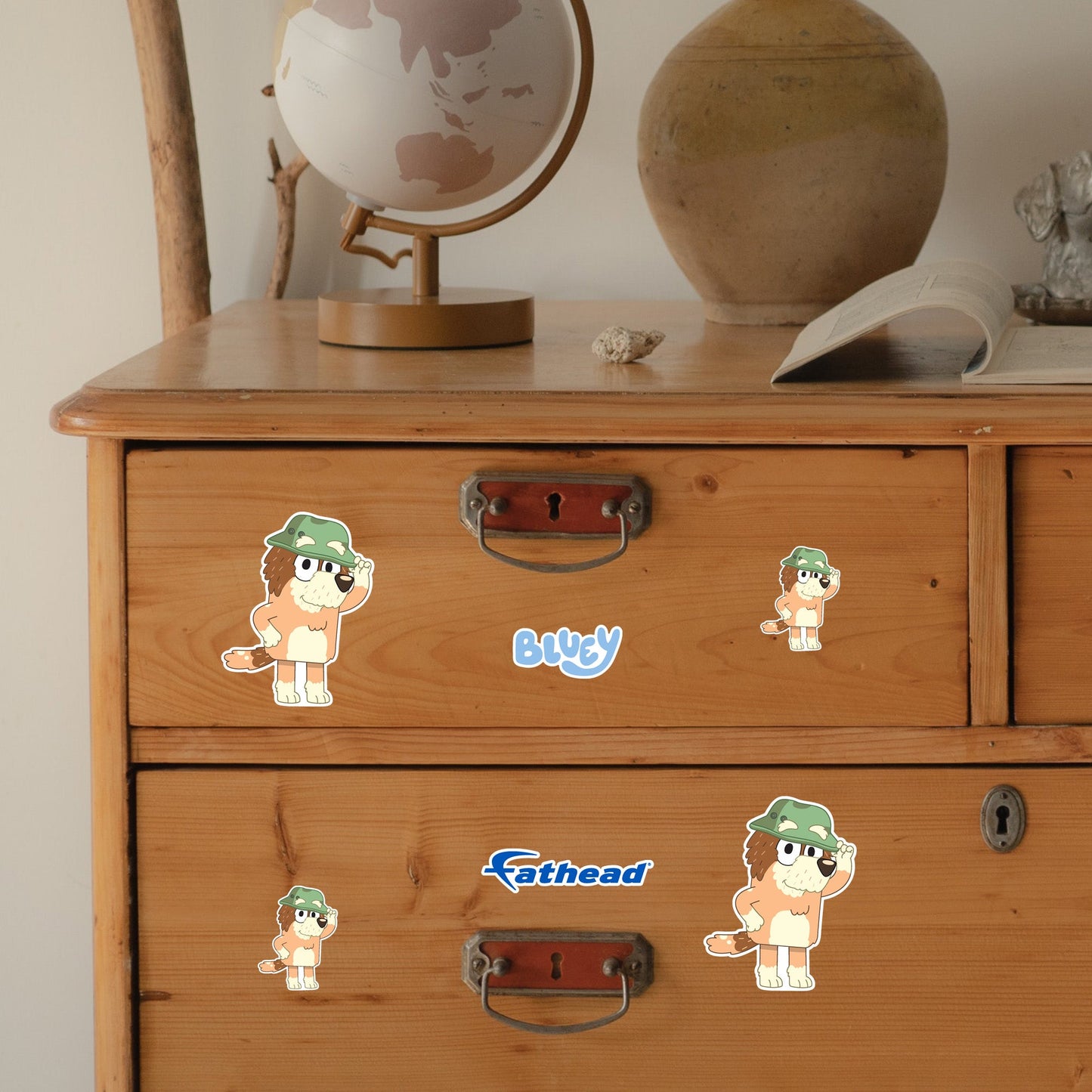 Bluey - 5 Character Minis (Mixed Sizes) - Official BBC - Grandad - Reusable Vinyl Decals