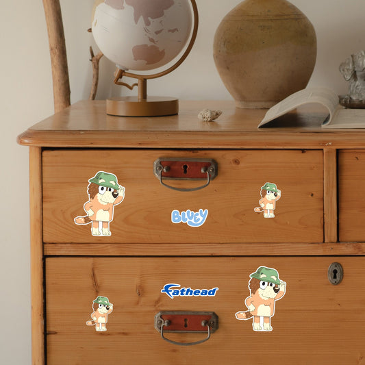 Bluey - 5 Character Minis (Mixed Sizes) - Official BBC - Grandad - Reusable Vinyl Decals