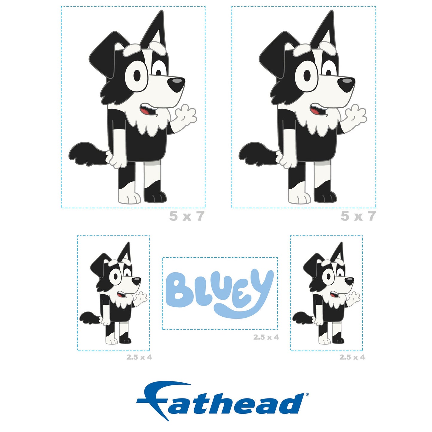 Mackenzie - 5 Minis (Mixed Sizes) - Official BBC - Bluey - Reusable Vinyl Decals