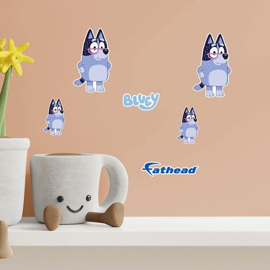Bluey - 5 Character Minis (Mixed Sizes) - Official BBC - Nanna - Reusable Vinyl Decals