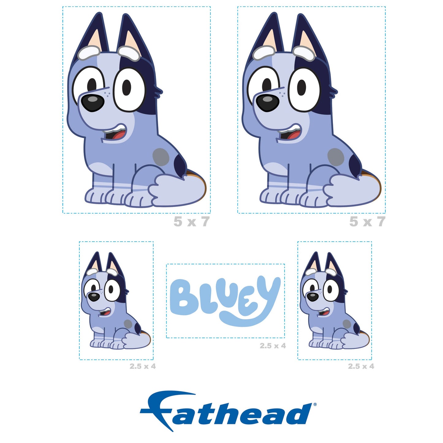Bluey - 5 Socks Minis (Mixed Sizes) - Official BBC - Reusable Vinyl Decals
