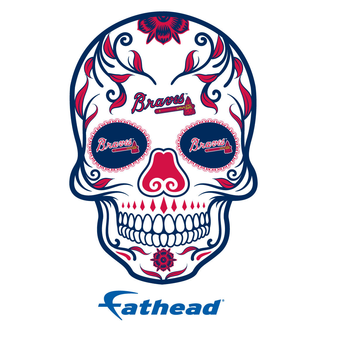 Atlanta Braves - 5 Sugar Skull Logo Minis (Mixed Sizes) - Official MLB - Reusable Vinyl Decals