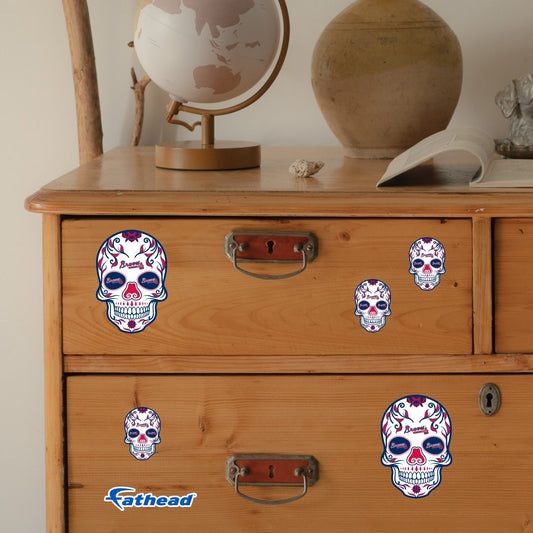 Atlanta Braves - 5 Sugar Skull Logo Minis (Mixed Sizes) - Official MLB - Reusable Vinyl Decals